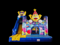 Te huur springkussens Springkussen party - met glijbaan - 5x5 m 150 euro per dag
